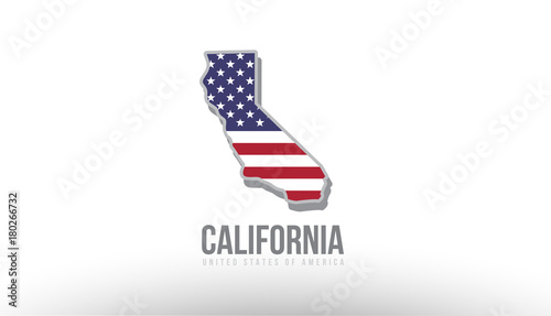 Vector illustration of a county state with US united states flag