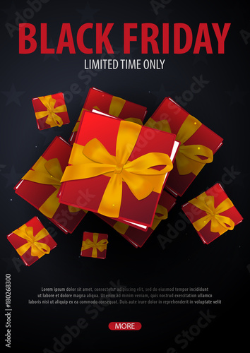 Black Friday Sale poster or Flyer. Discount background for the online store, shop, promotional leaflet, poster, banner. Vector illustration.