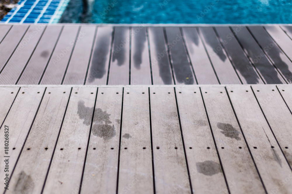 wooden deck with swimming pool side wooden deck with swimming pool side
