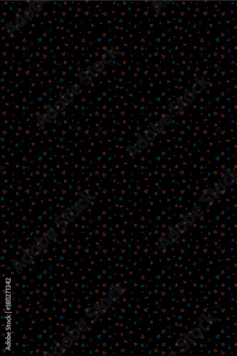 Wallpaper Mural Abstract black background with triangles and circles. Vector seamless pattern with geometric figures. Hipster fill. Color image. Holiday composition. Multipurpose backdrop. Blank for holidays, banners Torontodigital.ca