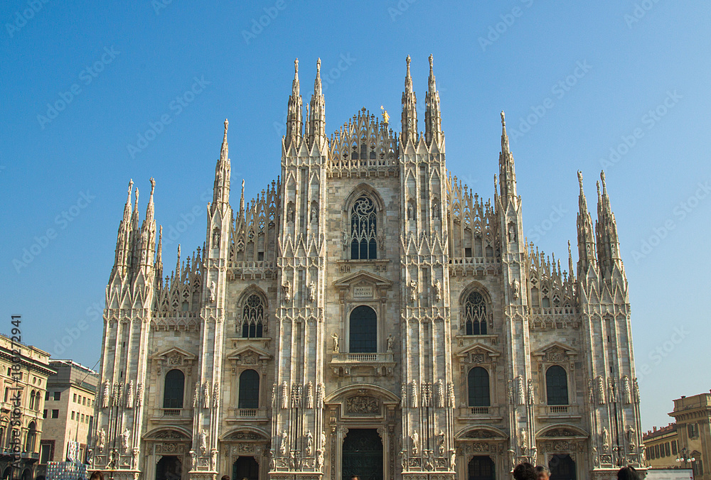 Duomo of Milan with a magic blue sky on background