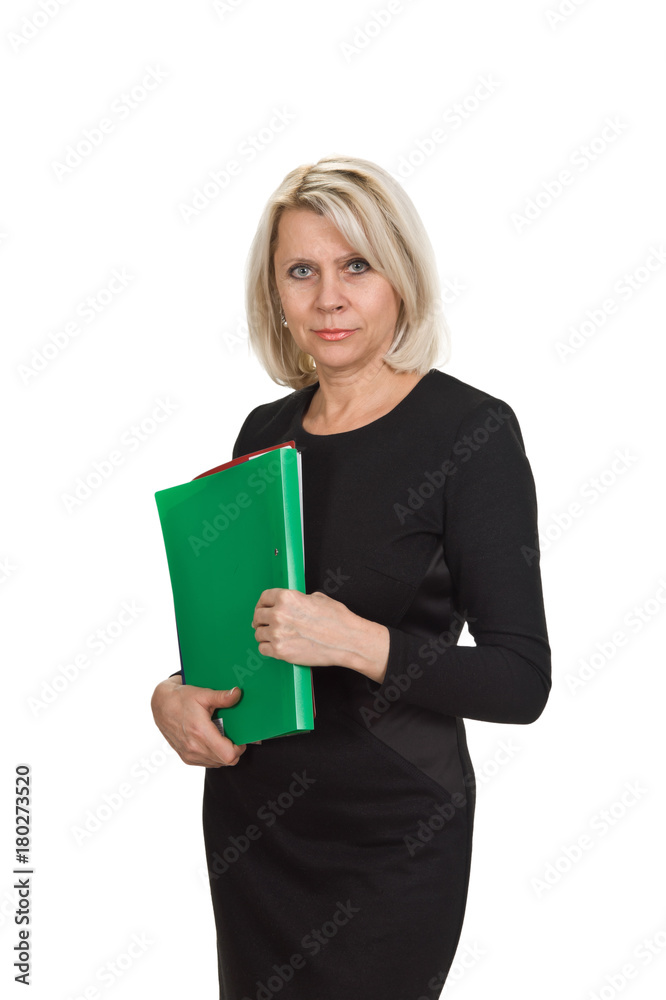 Portrait of a mature business woman with documents in hand Portrait of a mature business woman with documents in hand