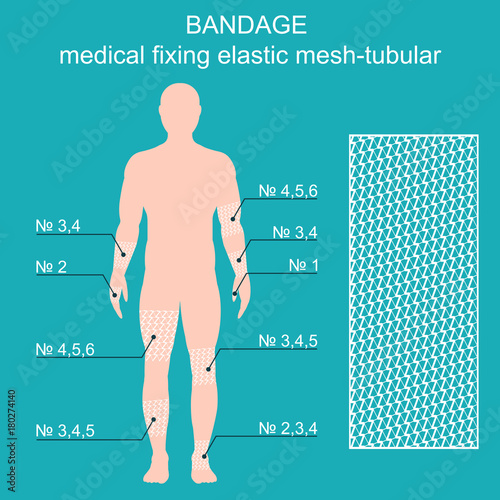 Bandage medical reticulate-tubular retainer. Vector illustration.