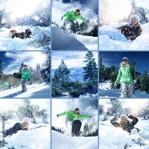 snowboarder theme collage composed of a few different images