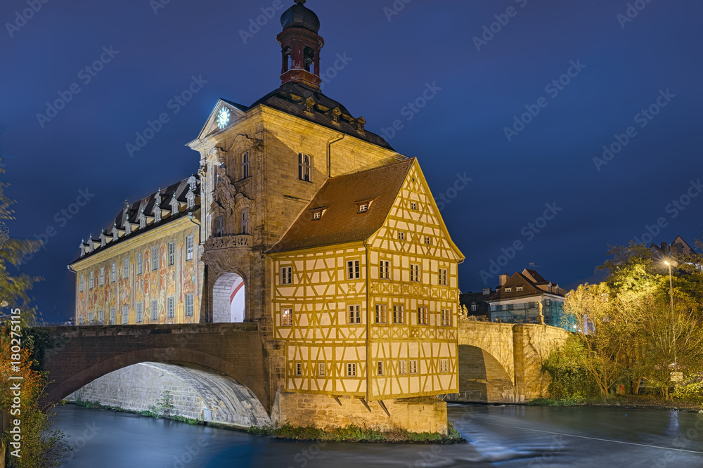 Bamberg altes Rathaus historisch Nacht