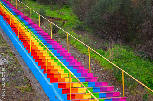 Rainbow. Beautiful rainbow stairs. Costa del Sol  Andalusia  Spain.