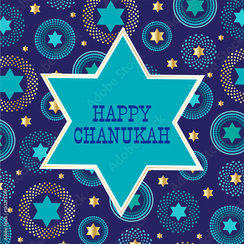 chanukah jewish star on background pattern photo