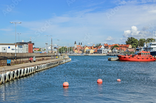 cityscape of visby town at harbor