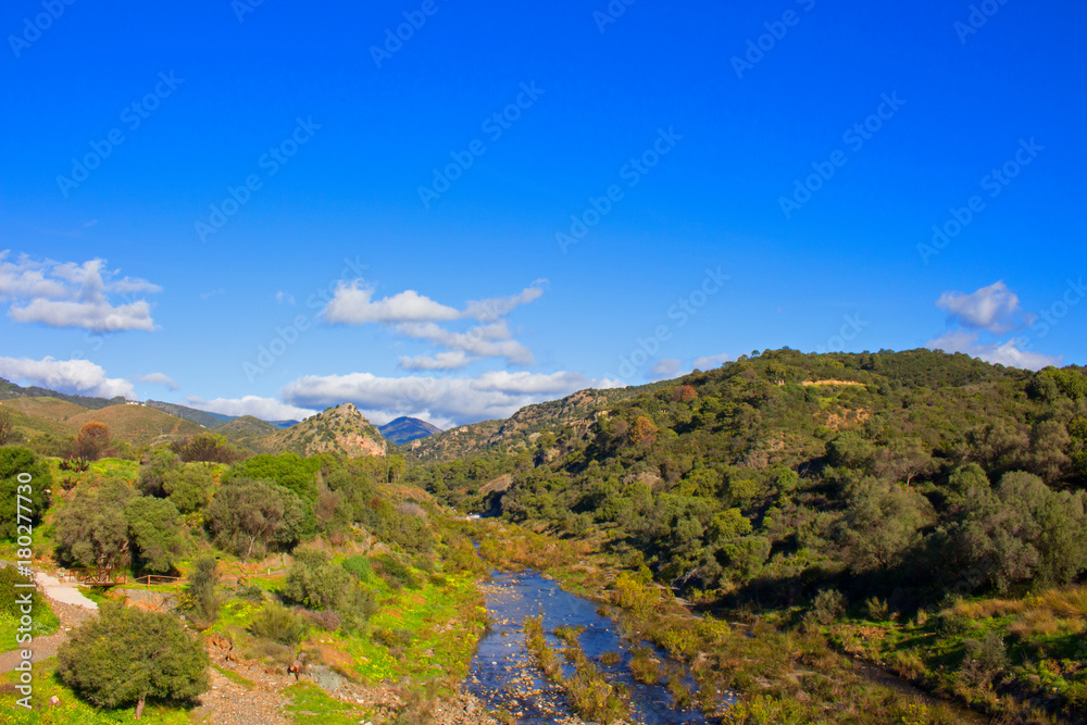 River. Beautiful river and mountains. Costa del Sol, Andalusia, Spain.