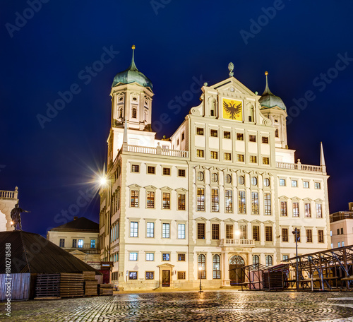 Illuminated town hall of Augsburg at night © manfredxy