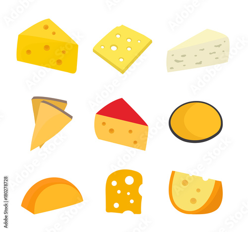 Cheese set. Vector flat cartoon character 