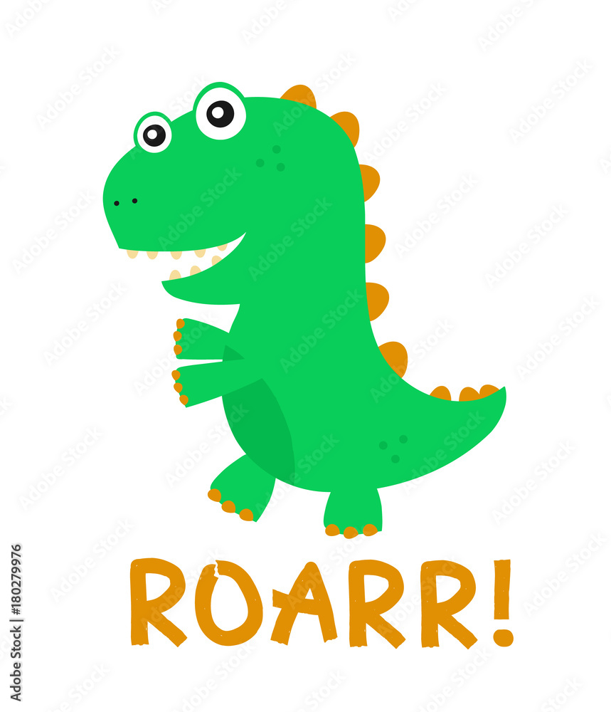 Obraz premium Cute happy smiling funny dinosaur. Vector 