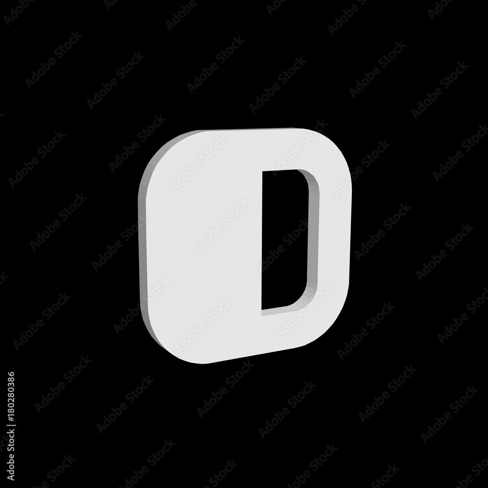3D font, white letter O standing, vector background 3D font, white letter O standing, vector background