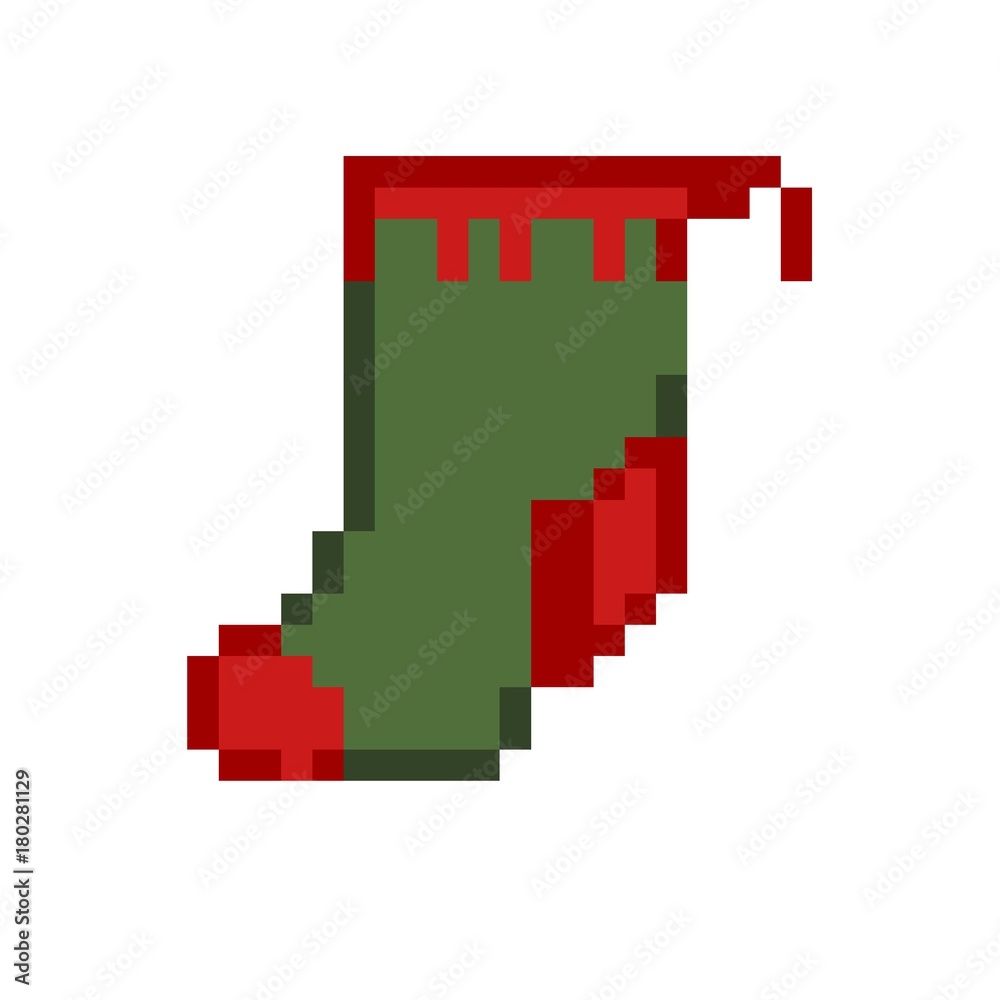 sock pixel art retro icon christmas sock pixel art retro icon christmas