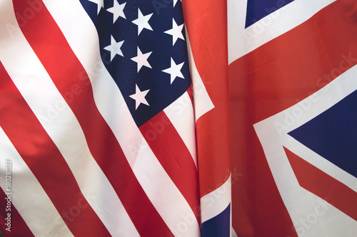 UK flag and USA Flag . Relations between countries .