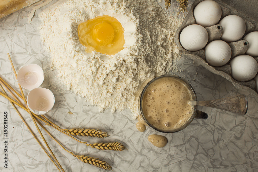 dough with close-up. man is preparing bread dough dough with close-up. man is preparing bread dough
