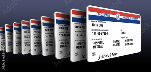 Medicare health insurance card. This is a John Doe mock Medicare card. photo