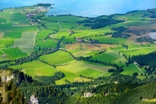 Picturesque views from the Tegelberg mountain, a part of Ammergau Alps, located nead Fussen, Bavaria, Germany.