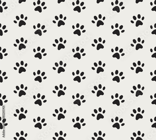 Vector Animal footprint Seamless Pattern. Doodle texture.