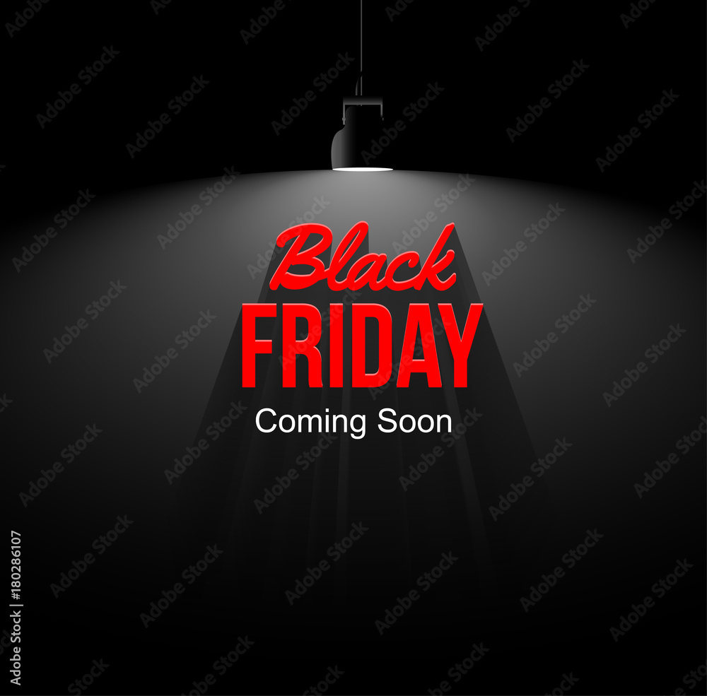 Black friday coming soon illustration. Light and shadow from spotlight
