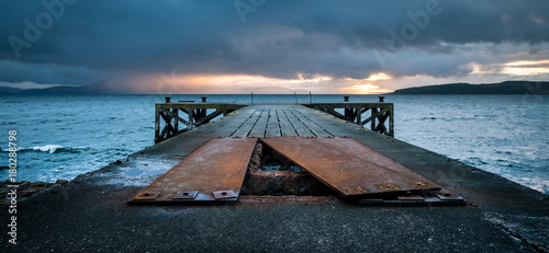 Pier at Portencross at sunset photo