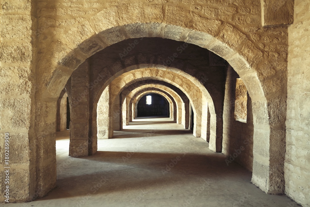 Arches in an ancient castle.