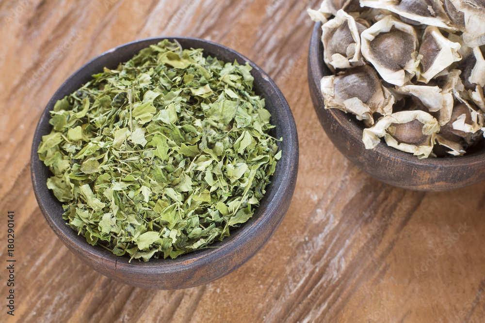 Leaves and seeds of moringa - Moringa oleifera Leaves and seeds of moringa - Moringa oleifera