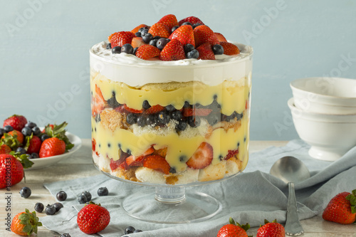 Sweet Homemade Strawberry Trifle Dessert
