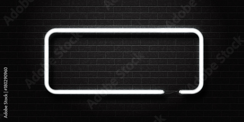Vector realistic isolated neon sign of white frame for decoration and covering on the wall background.