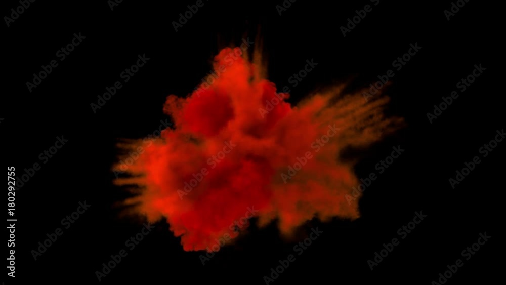 Colored middle size smoke explosion with trails. Separated on pure black background, contains alpha channel.