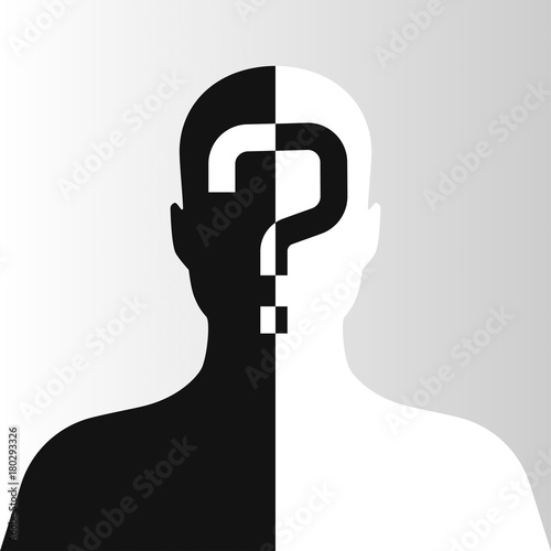 incognito, unknown person, silhouette of man on white background