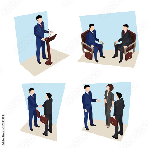 business meeting, people in business suits are talking