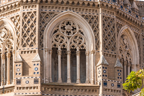 The Cathedral of the Savior or Catedral del Salvador in Zaragoza  Spain. Close-up.