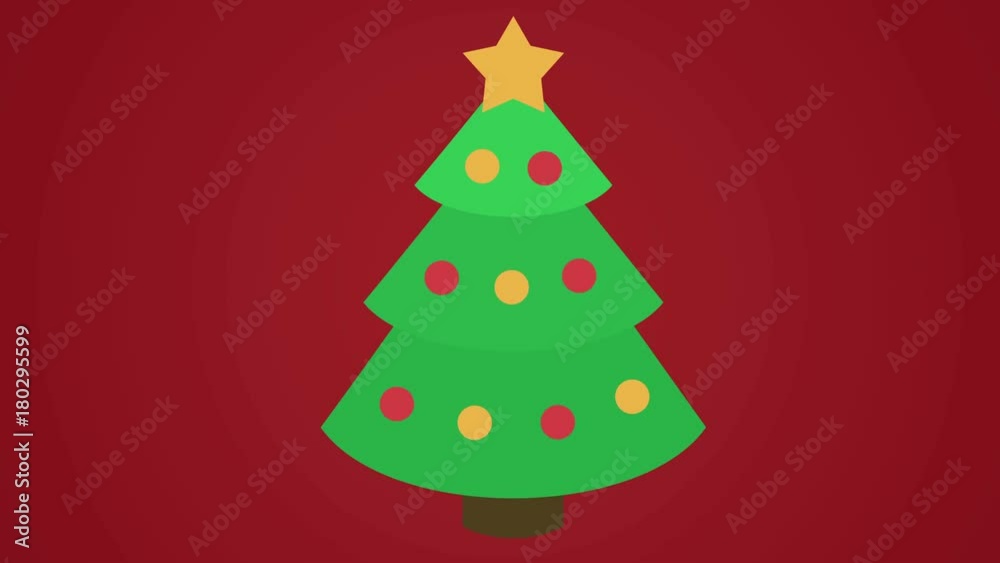 Christmas tree icon with star and baubles appearing animation Christmas tree icon with star and baubles appearing animation