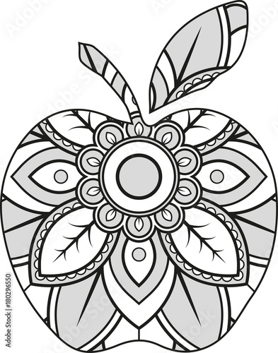 Vector illustration of a mandala apple silhouette