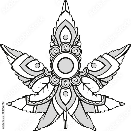 Vector illustration of a mandala Marijuana silhouette