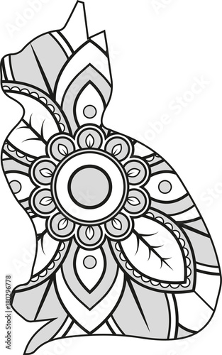 Vector illustration of a mandala cat silhouette