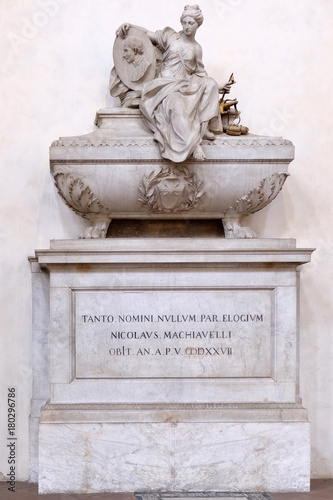 The cenotaph of Niccolo Machiavelli at the Basilica of Santa Croce in Florence