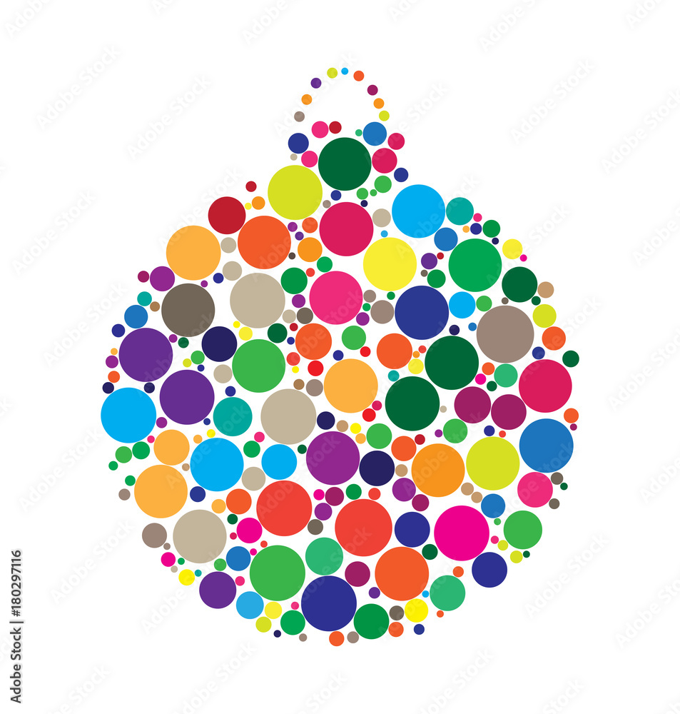 christmas bauble dotted vector design isolated on white background christmas bauble dotted vector design isolated on white background