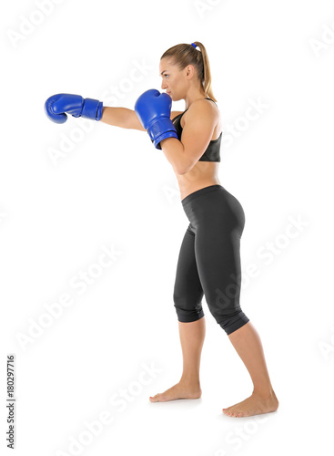 Female boxer on white background © Africa Studio