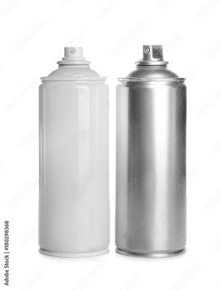 Spray cans with paint, isolated on white Spray cans with paint, isolated on white
