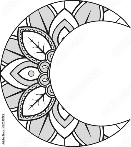 Vector illustration of a mandala moon silhouette