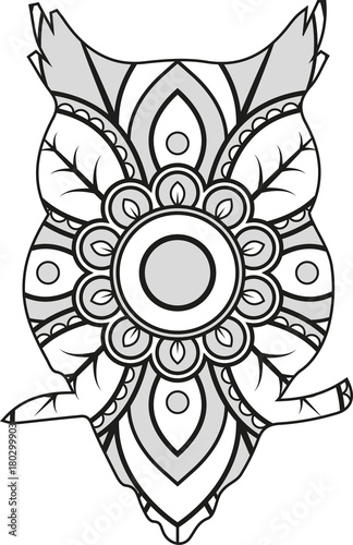 Vector illustration of a mandala owl silhouette