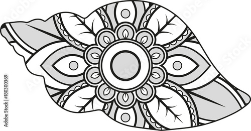 Vector illustration of a mandala shell silhouette
