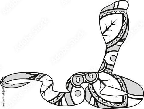 Vector illustration of a mandala snake silhouette