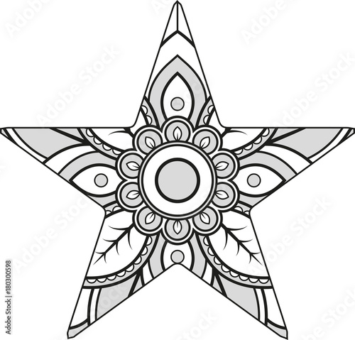 Vector illustration of a mandala star silhouette