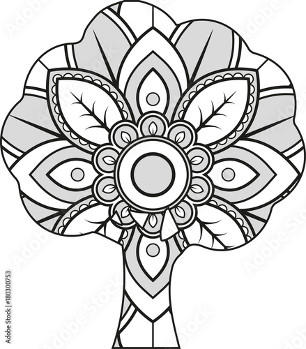Vector illustration of a mandala tree silhouette