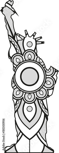 Vector illustration of a mandala liberty statue silhouette