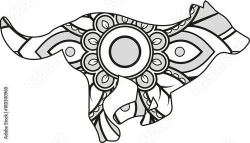Vector illustration of a mandala wolf silhouette