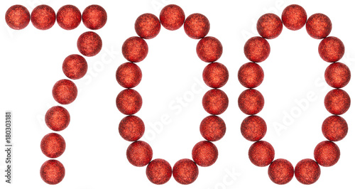 Numeral 700, seven hundred, from decorative balls, isolated on white background